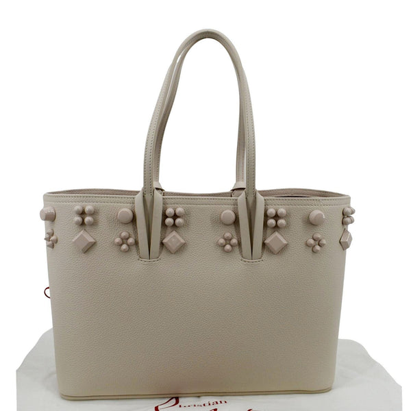 CHRISTIAN LOUBOUTIN Cabata Small Spike Leather Tote Bag Live Beige