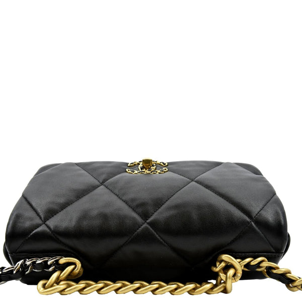 CHANEL 19 Flap Quilted Lambskin Leather Shoulder Bag Black