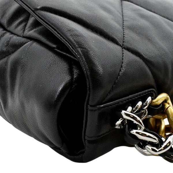 CHANEL 19 Flap Quilted Lambskin Leather Shoulder Bag Black