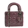 CHRISTIAN DIOR Mini Lady Dior Pearlescent Cannage Lambskin Shoulder Bag Dark Pink