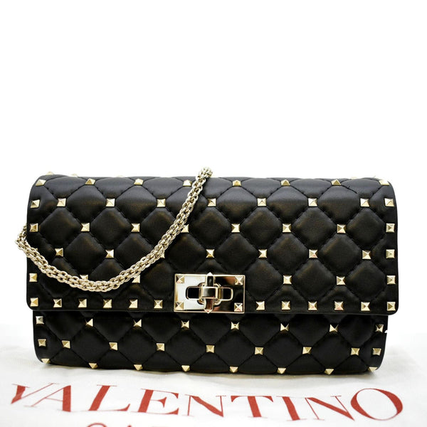 VALENTINO Rockstud Spike Leather Crossbody Bag Black