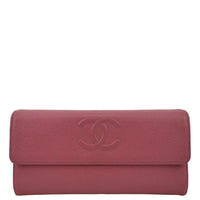 CHANEL Timeless CC Flap Caviar Leather Wallet Pink