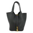 HERMES Picotin Lock 18 Taurillon Clemence Leather Hobo Bag Black
