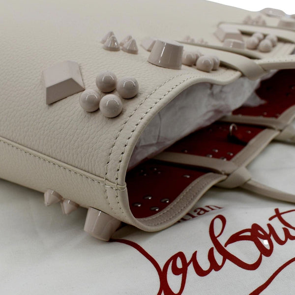CHRISTIAN LOUBOUTIN Cabata Small Spike Leather Tote Bag Live Beige