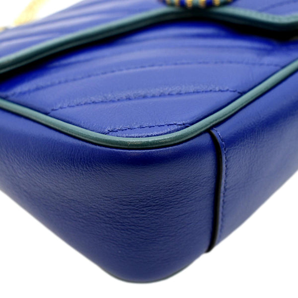 GUCCI GG Marmont Leather Shoulder Bag Blue 443497