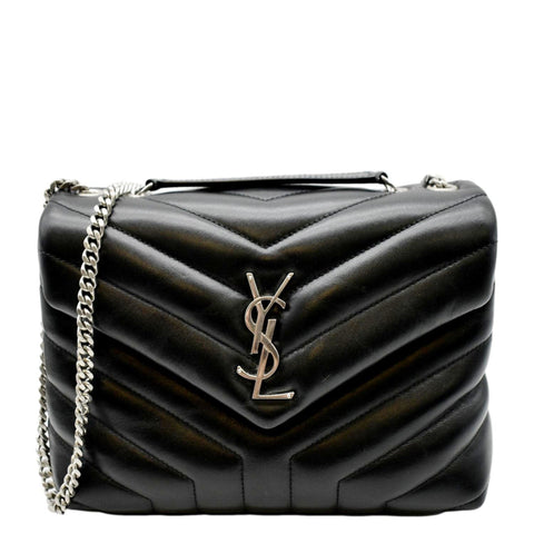 YVES SAINT LAURENT Loulou Small Matelasse Leather Chain Shoulder Bag Black