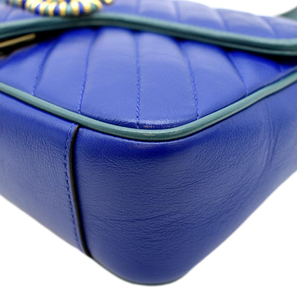GUCCI GG Marmont Leather Shoulder Bag Blue 443497