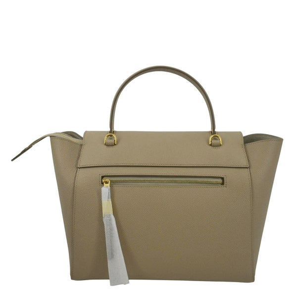 CELINE Mini Belt Grained Leather 2Way Shoulder Bag Taupe