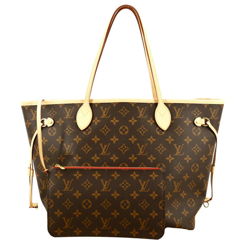 LOUIS VUITTON Neverfull MM Monogram Canvas Tote Bag Brown