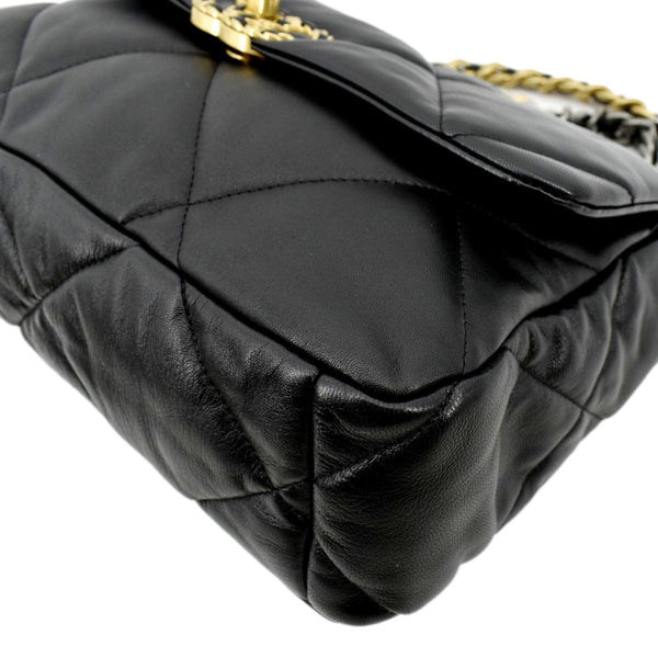 CHANEL 19 Flap Quilted Lambskin Leather Shoulder Bag Black