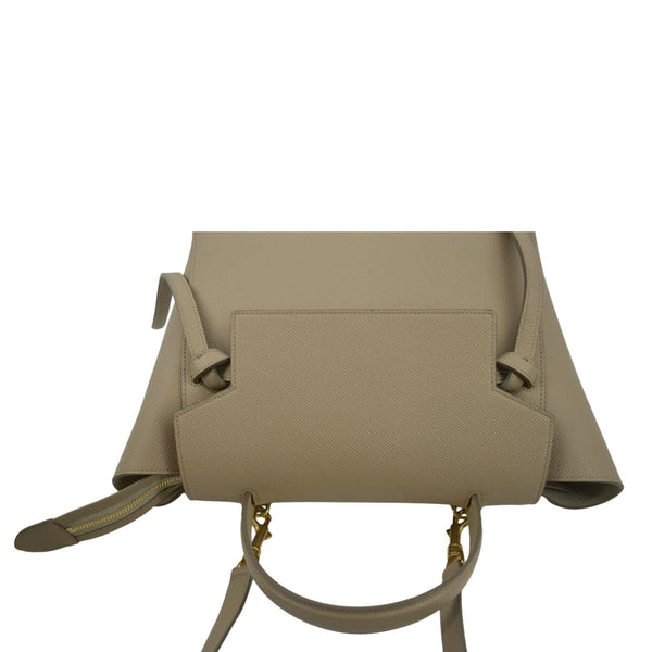 CELINE Mini Belt Grained Leather 2Way Shoulder Bag Taupe