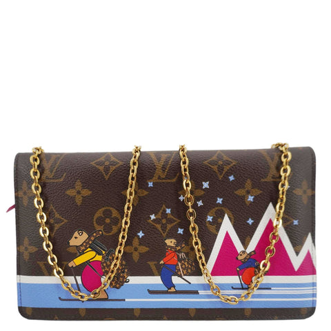 LOUIS VUITTON Christmas Animation Pochette Monogram Canvas Crossbody Bag Brown