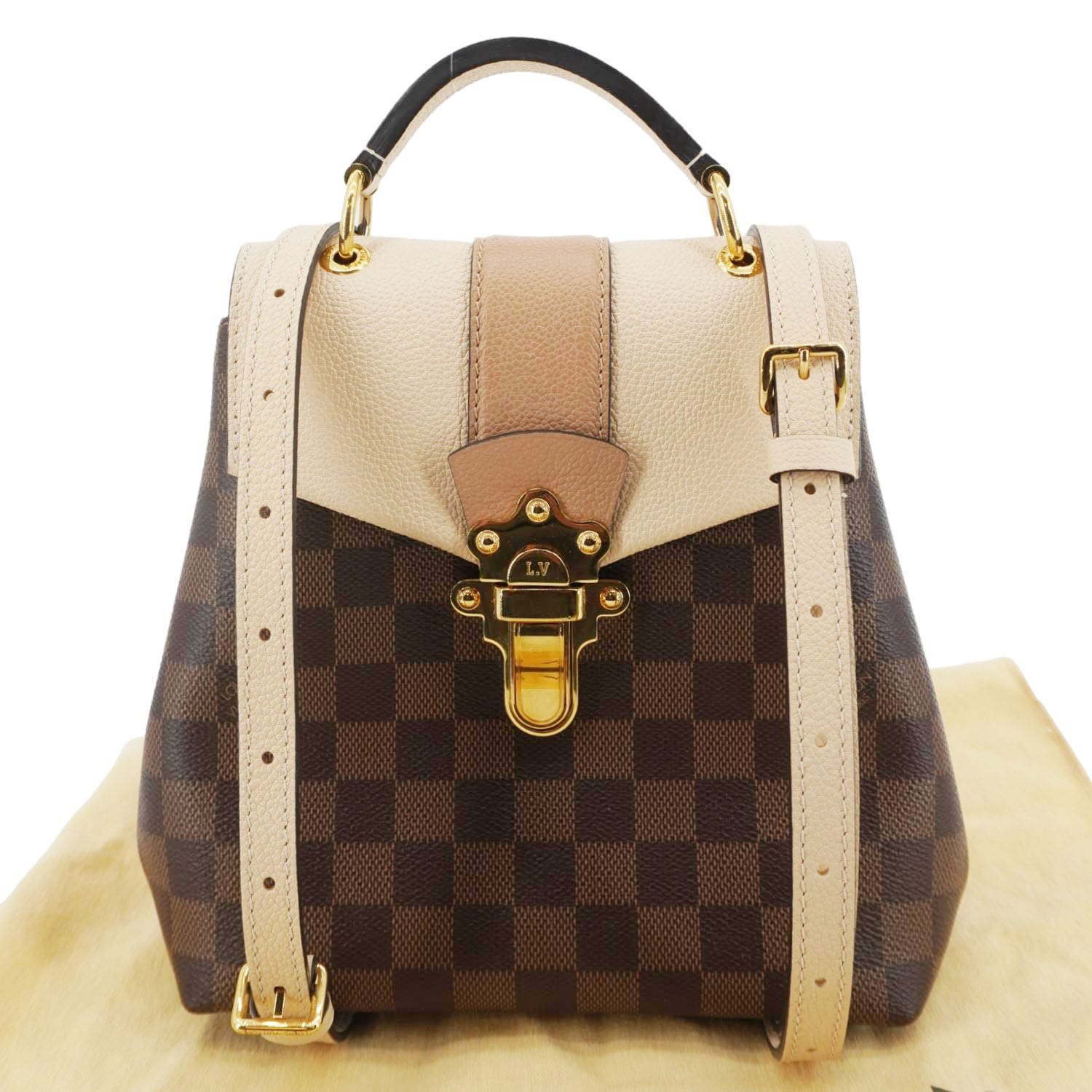 louis vuitton clapton backpack cream LOUIS VUITTON Clapton Damier Ebene Creme Beige Backpack Bag