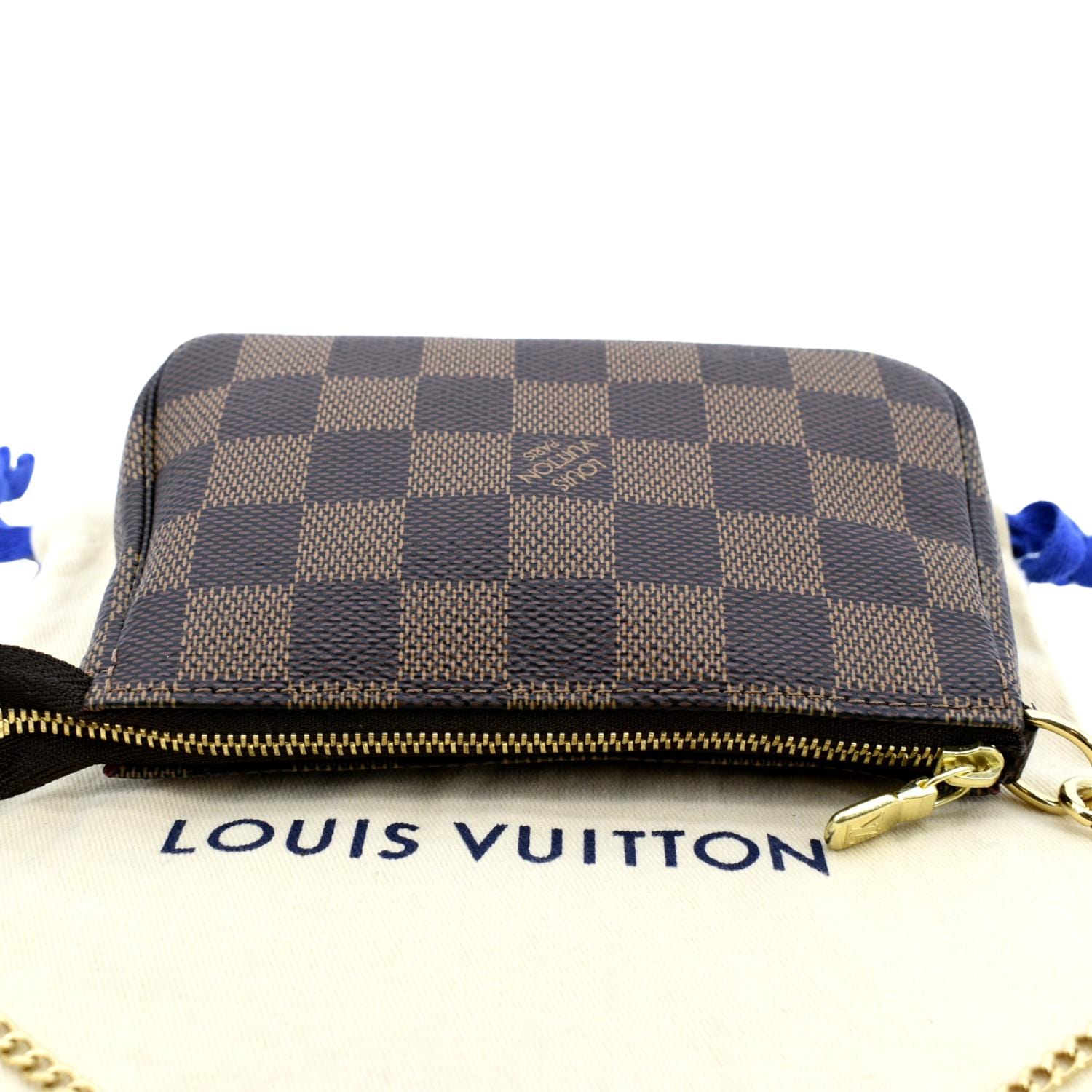 Louis Vuitton Brown, Pattern Print 2021 Damier Ebene Mini Pochette Accessoires