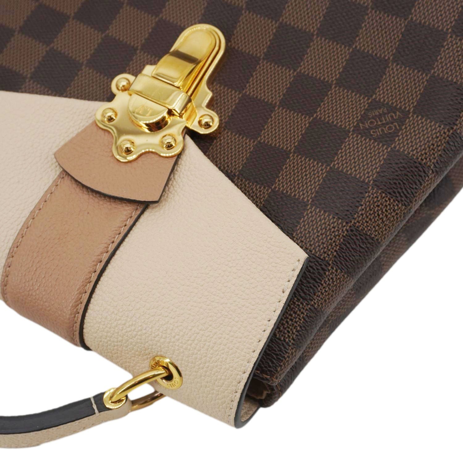 authentic louis vuitton clapton backpack damier ebene beige leather LOUIS VUITTON Clapton Damier Ebene Creme Beige Backpack Bag