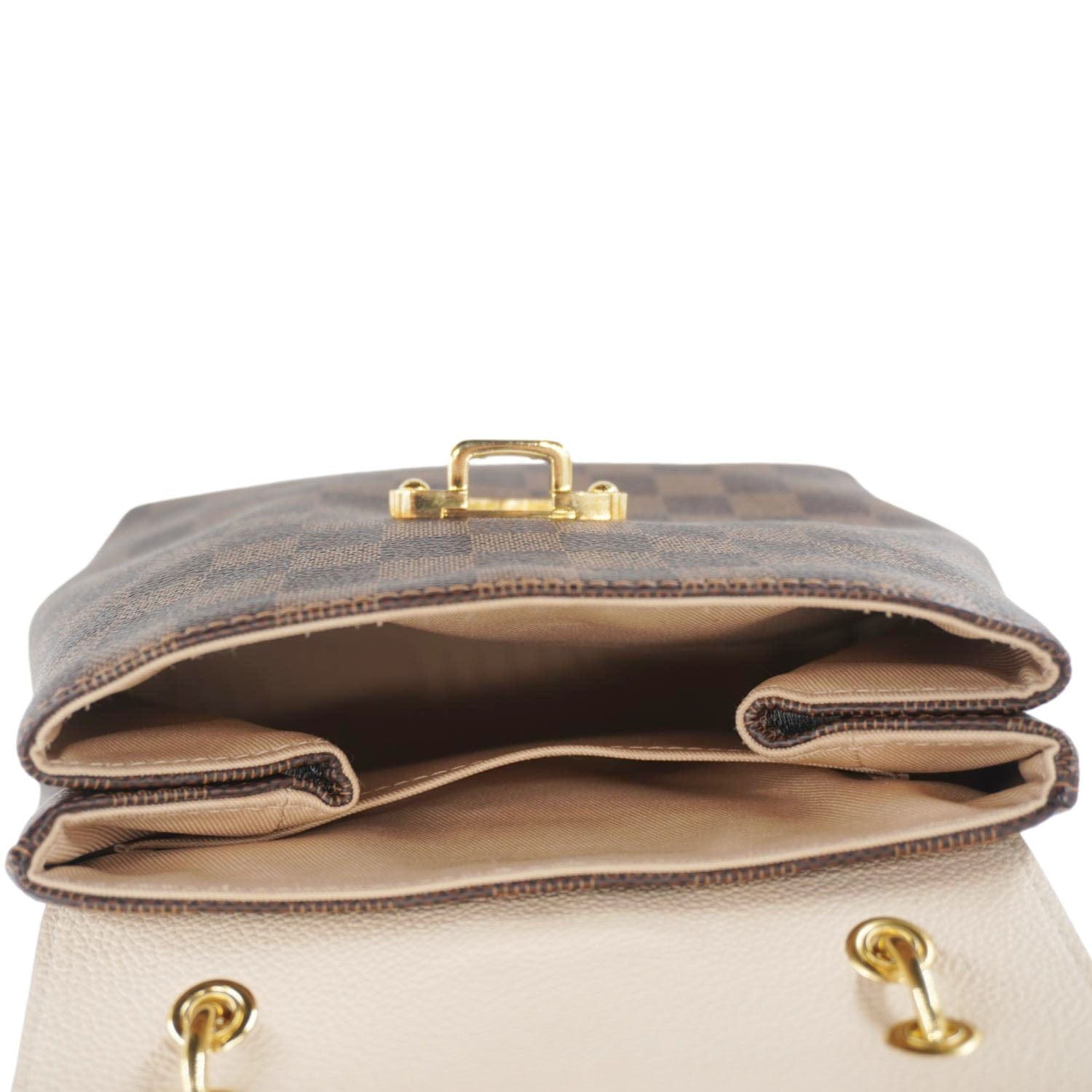 authentic louis vuitton clapton backpack damier ebene beige leather LOUIS VUITTON Clapton Damier Ebene Creme Beige Backpack Bag