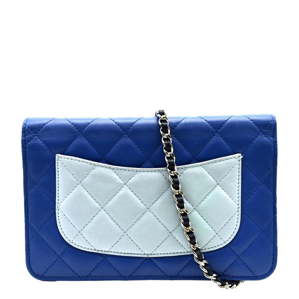 CHANEL WOC Quilted Leather Crossbody Tricolor Wallet Blue