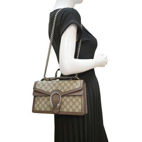 GUCCI Dionysus GG Supreme Top Handle Shoulder Bag Beige 621512