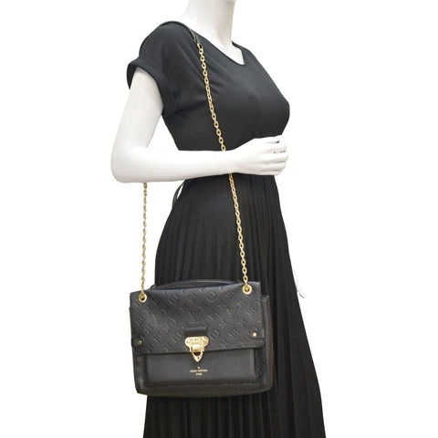 LOUIS VUITTON Vavin MM Monogram Empreinte Leather Shoulder Bag Black