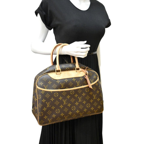 LOUIS VUITTON Deauville Bowling Monogram Canvas Satchel Bag Brown
