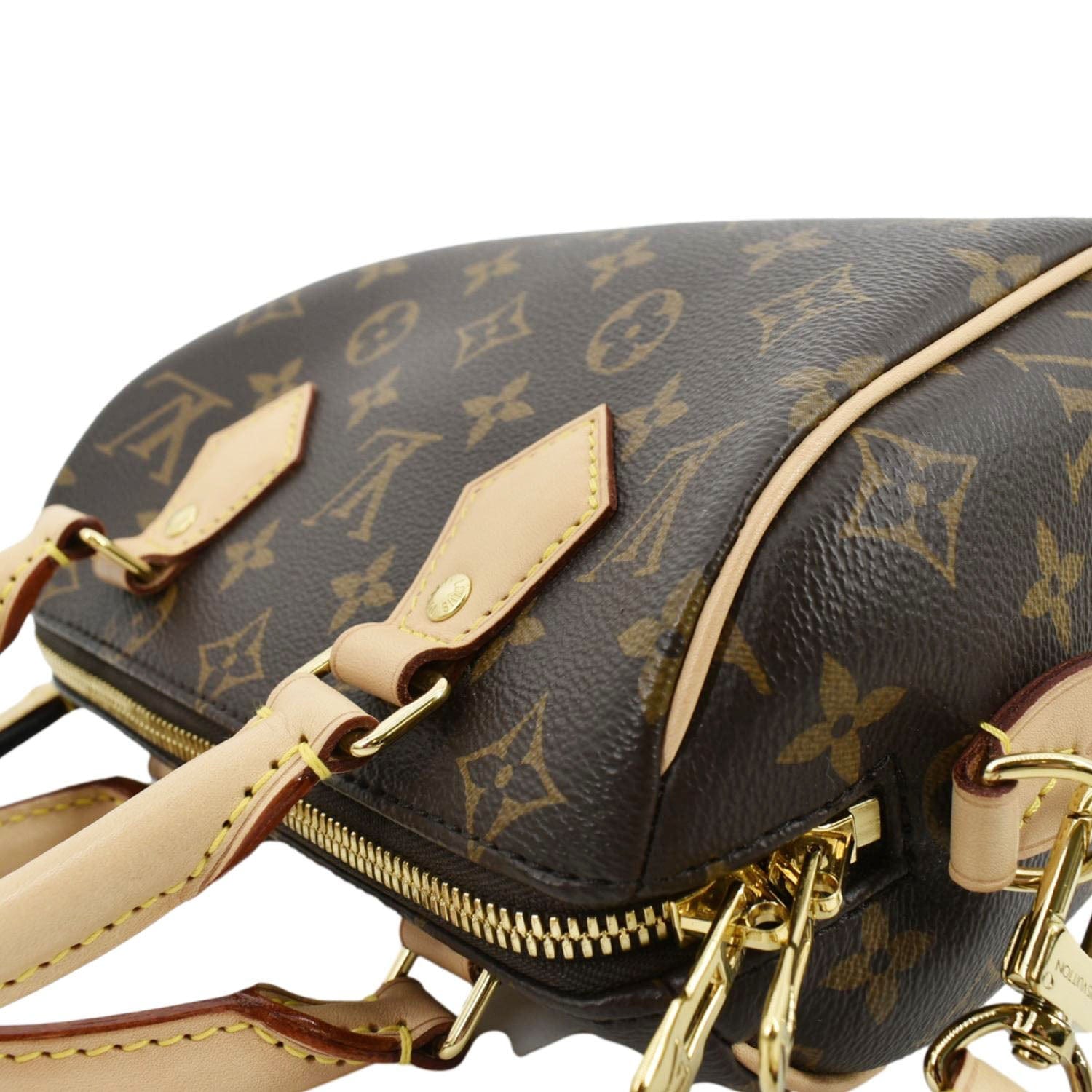 Louis Vuitton Brown Monogram Coated Canvas Speedy Bandoulière 20 Gold Hardware, 2021, Brown/Pink Womens Handbag