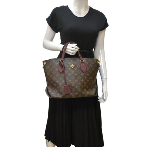 LOUIS VUITTON Flower Zipped Monogram Canvas Tote Bag Brown