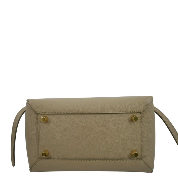 CELINE Mini Belt Grained Leather 2Way Shoulder Bag Taupe