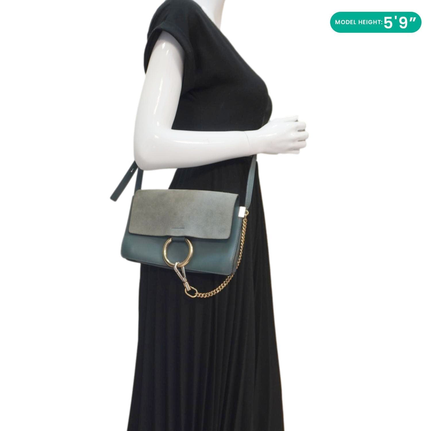 chloé faye mini leather & suede backpack airy grey Chloe Blue Faye Small Shoulder Bag