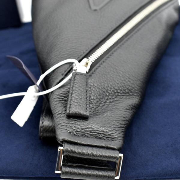 PRADA Triangle Sling Leather Shoulder Bag Black