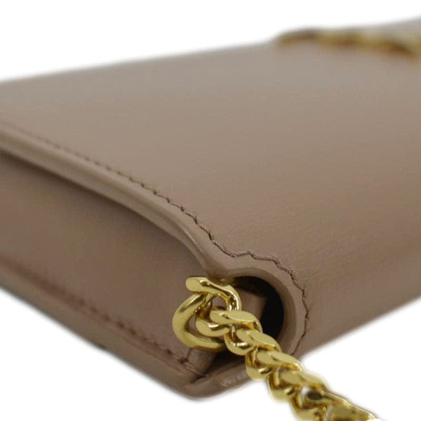 YVES SAINT LAURENT Phone Holder Shoulder Bag Leather Dusty Pink