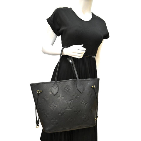 LOUIS VUITTON Neverfull MM Monogram Empreinte Tote Bag Black