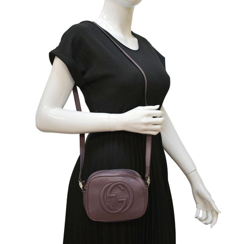 GUCCI Soho Disco Leather Crossbody Bag Peonia Flower 355202