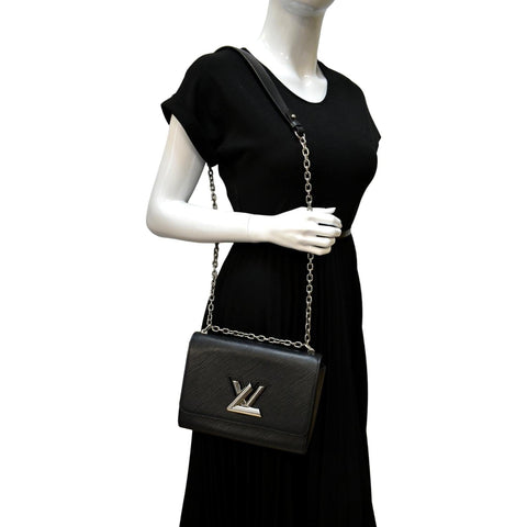 LOUIS VUITTON LV Twist MM Epi Leather Shoulder Bag Black