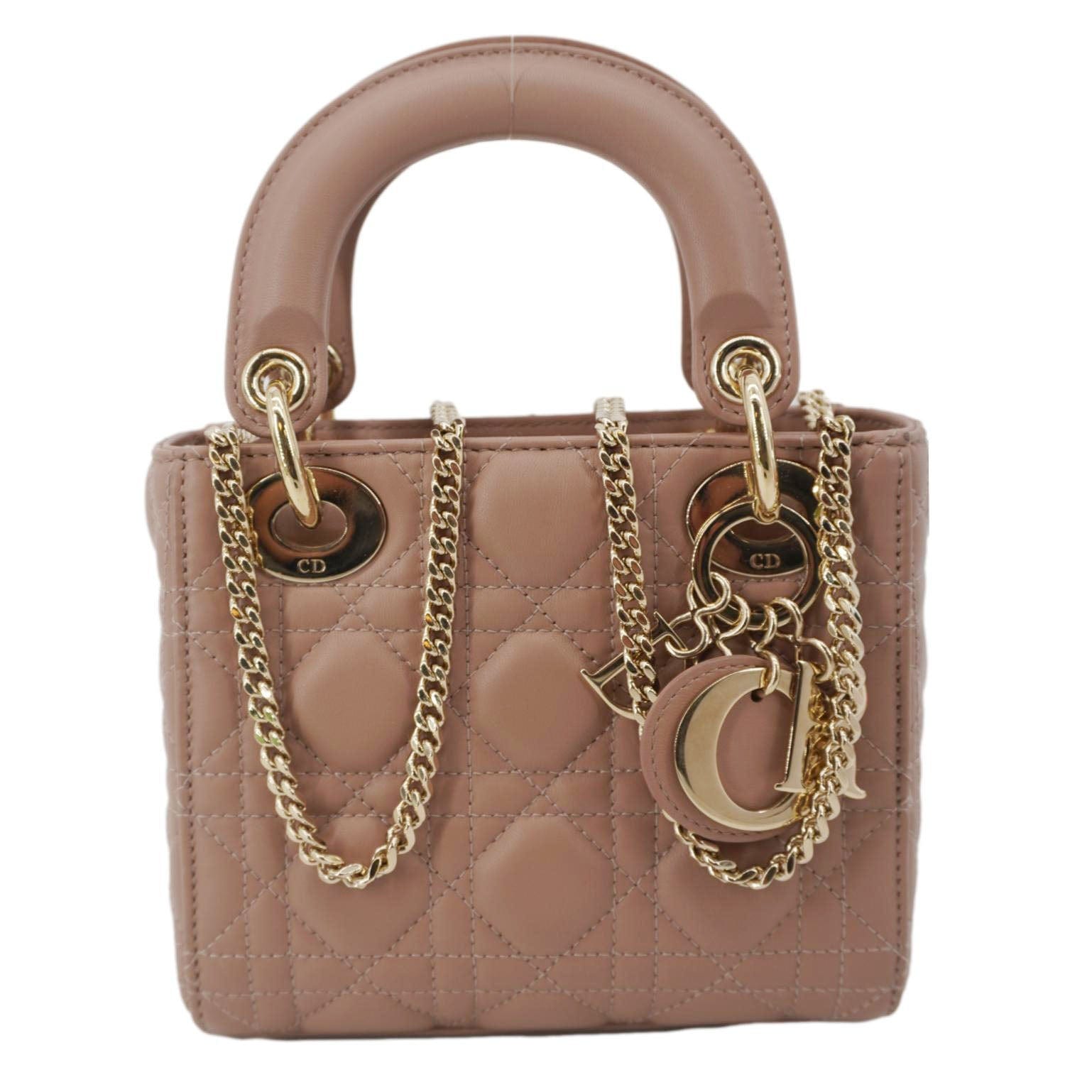 CHRISTIAN DIOR Lady Dior Cannage Leather Crossbody Bag Rose