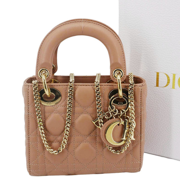 CHRISTIAN DIOR Lady Dior Mini Cannage Leather Crossbody Bag Rose