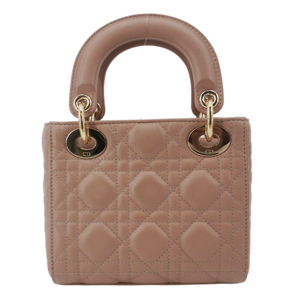 CHRISTIAN DIOR Lady Dior Mini Cannage Leather Crossbody Bag Rose