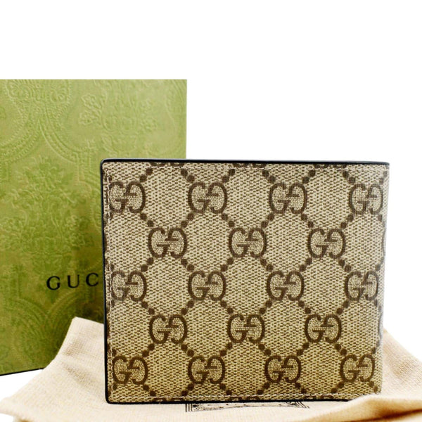 GUCCI Supreme Monogram Tiger Print Bifold Wallet Beige 451268