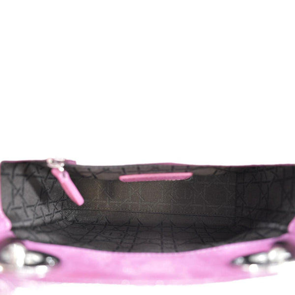 CHRISTIAN DIOR Mini Lady Dior Pearlescent Cannage Lambskin Shoulder Bag Dark Pink