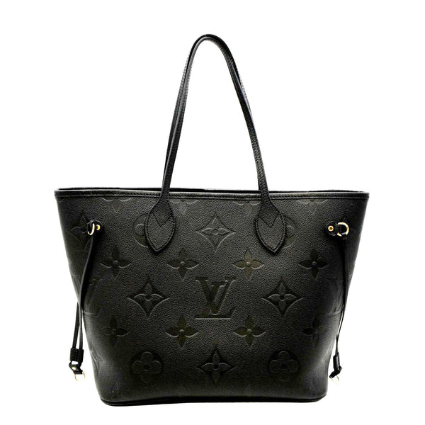 LOUIS VUITTON Neverfull MM Monogram Empreinte Leather Tote Bag Black