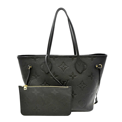 LOUIS VUITTON Neverfull MM Monogram Empreinte Leather Tote Bag Black