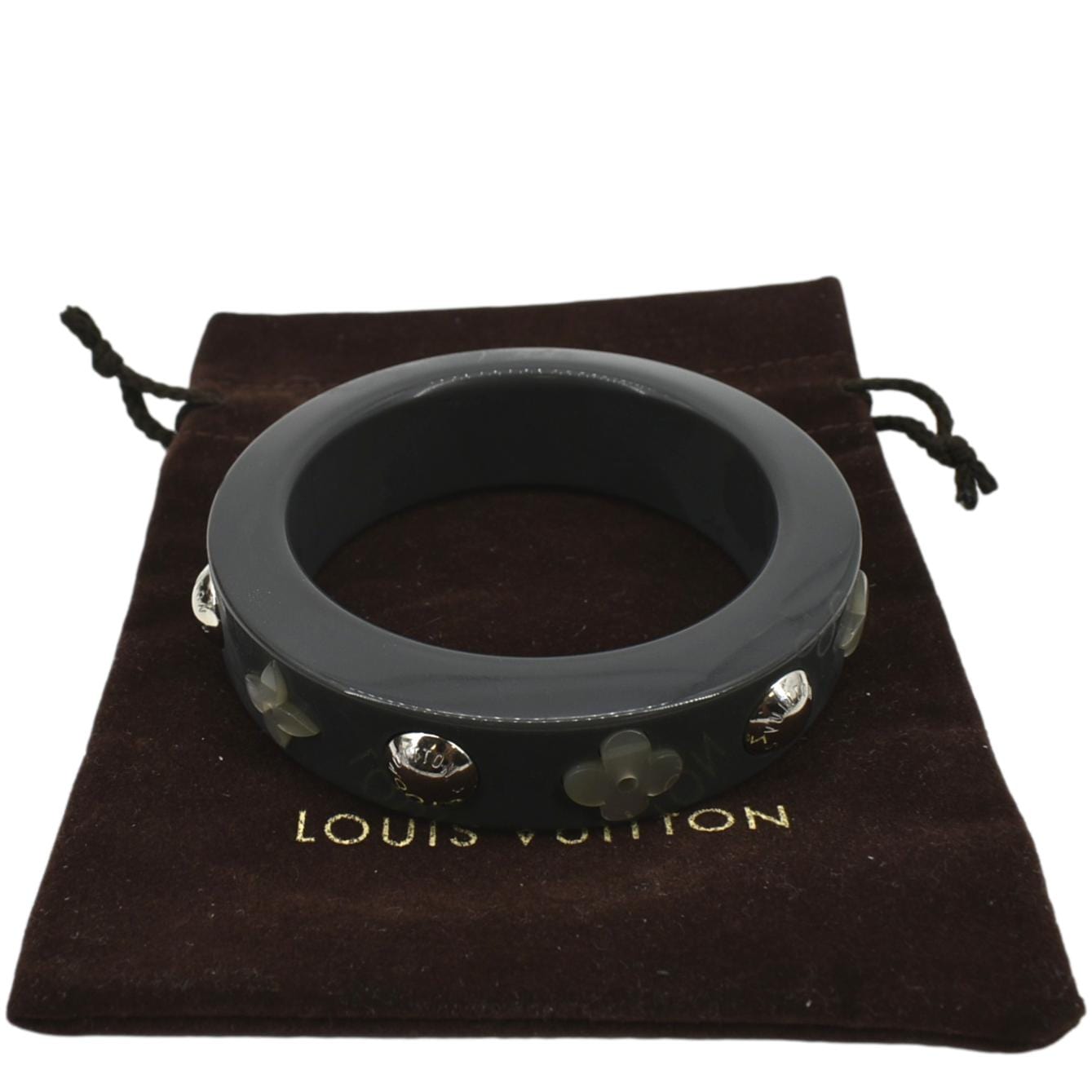 LOUIS VUITTON Flower Black Bangle Bracelet