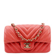 CHANEL Rectangular Flap Mini Quilted Chevron Leather Shoulder Bag Red