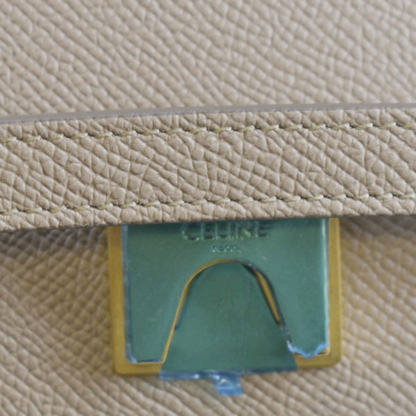 CELINE Mini Belt Grained Leather 2Way Shoulder Bag Taupe