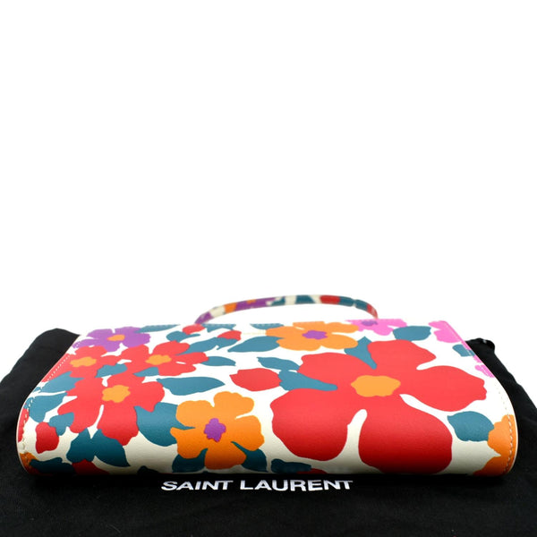 YVES SAINT LAURENT Floral Print Leather Shoulder Bag Multicolor