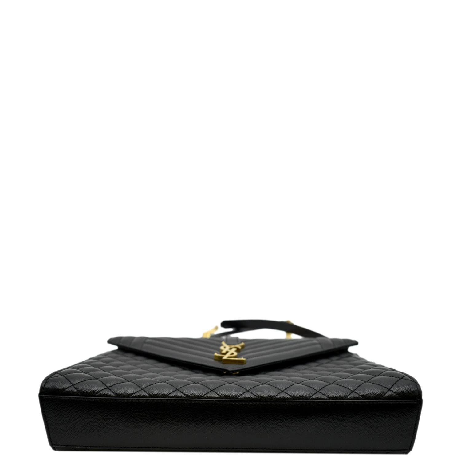 Saint Laurent Large Envelope Calfskin Leather Shoulder Bag - Black