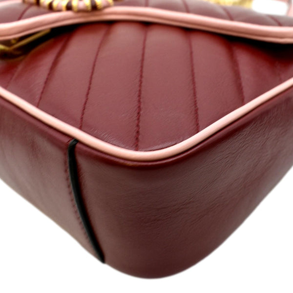 GUCCI GG Marmont Matelasse Leather Shoulder Bag Red 443497