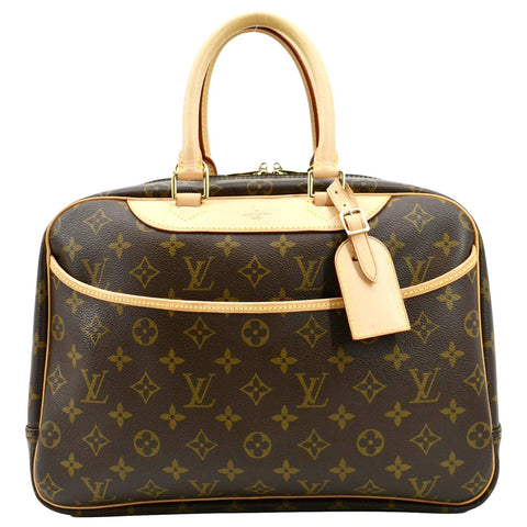 LOUIS VUITTON Deauville Boston Monogram Canvas Satchel Bag Brown