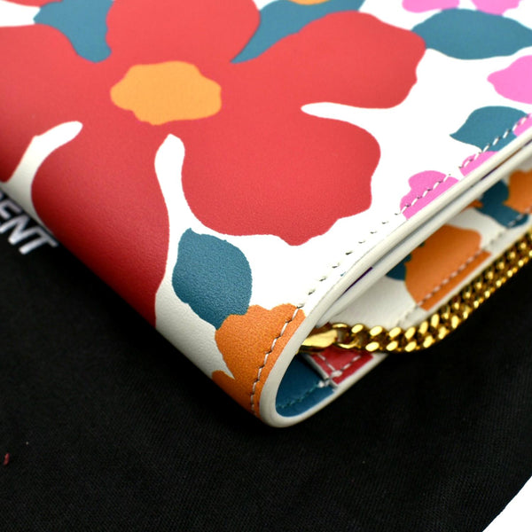 YVES SAINT LAURENT Floral Print Leather Shoulder Bag Multicolor