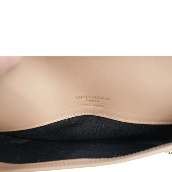 YVES SAINT LAURENT Phone Holder Shoulder Bag Leather Dusty Pink