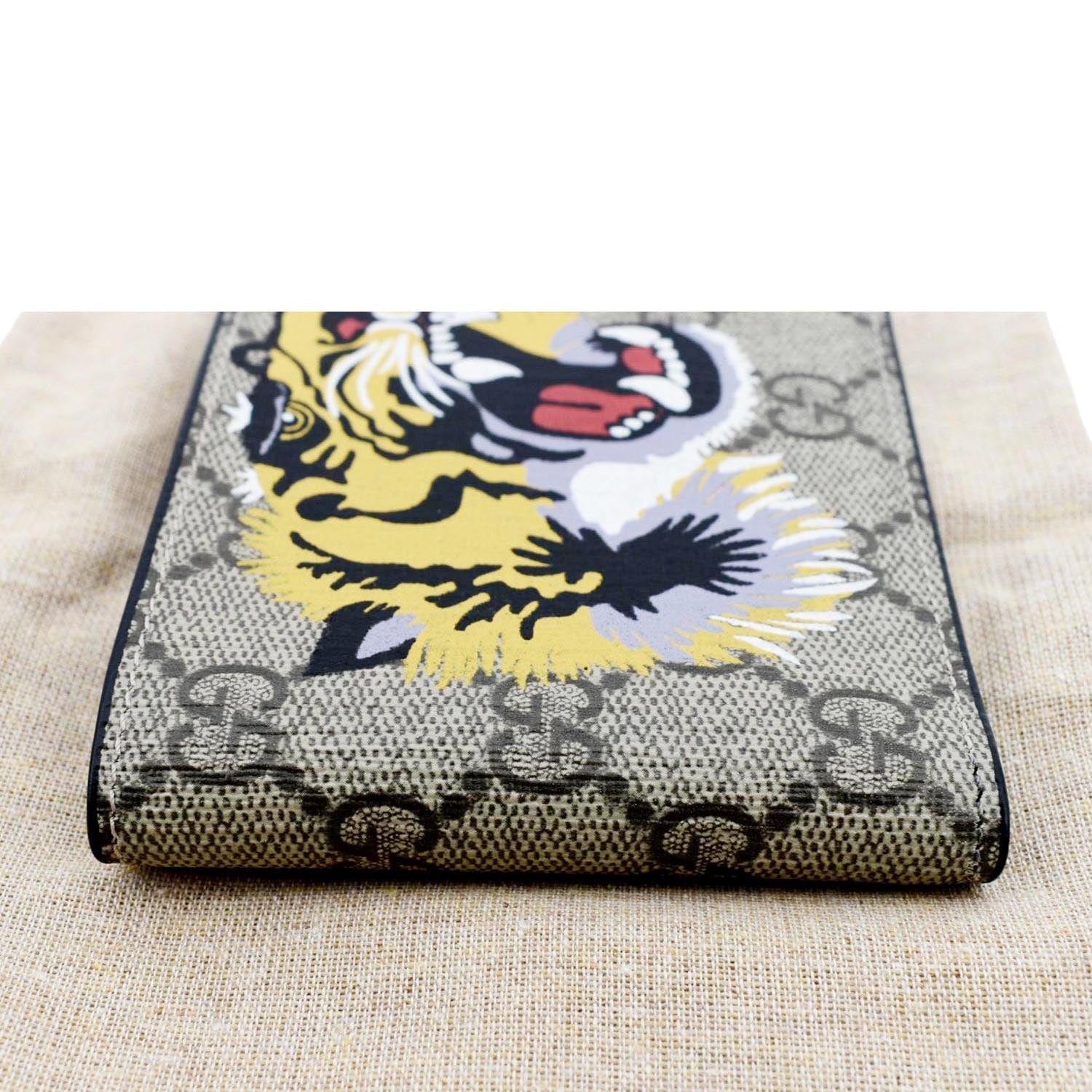 Gucci Card Case Monogram GG Tiger Print Black/Beige in Canvas/Leather - US